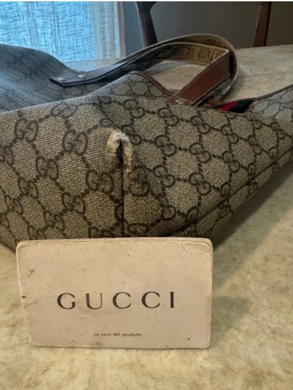 Gucci Brown/Beige GG Canvas Tote with Web Accent